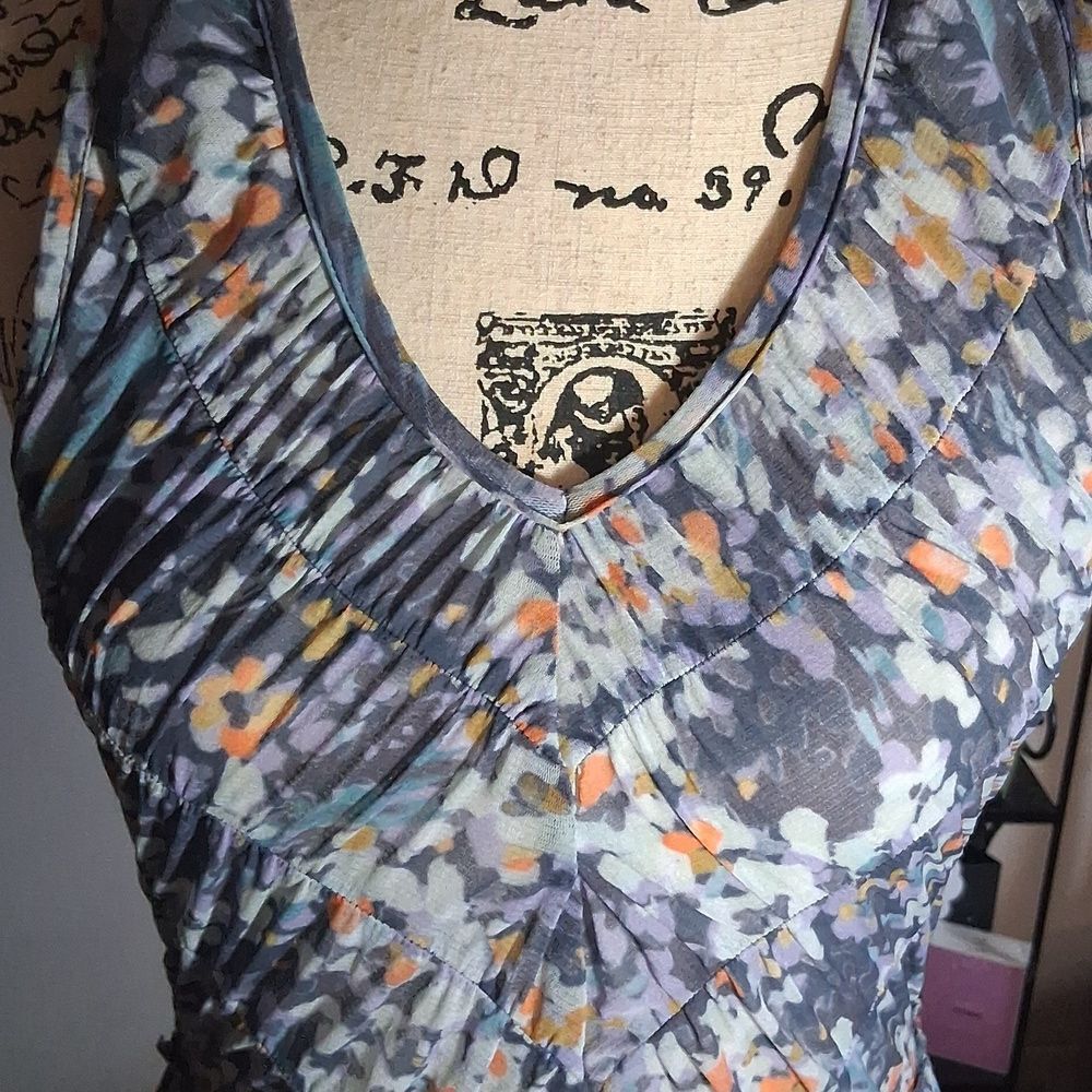 Anthropologie Weston Wear Floral Sleeveless Dress - Blue and Orange Size Medium - Picture 2 of 8